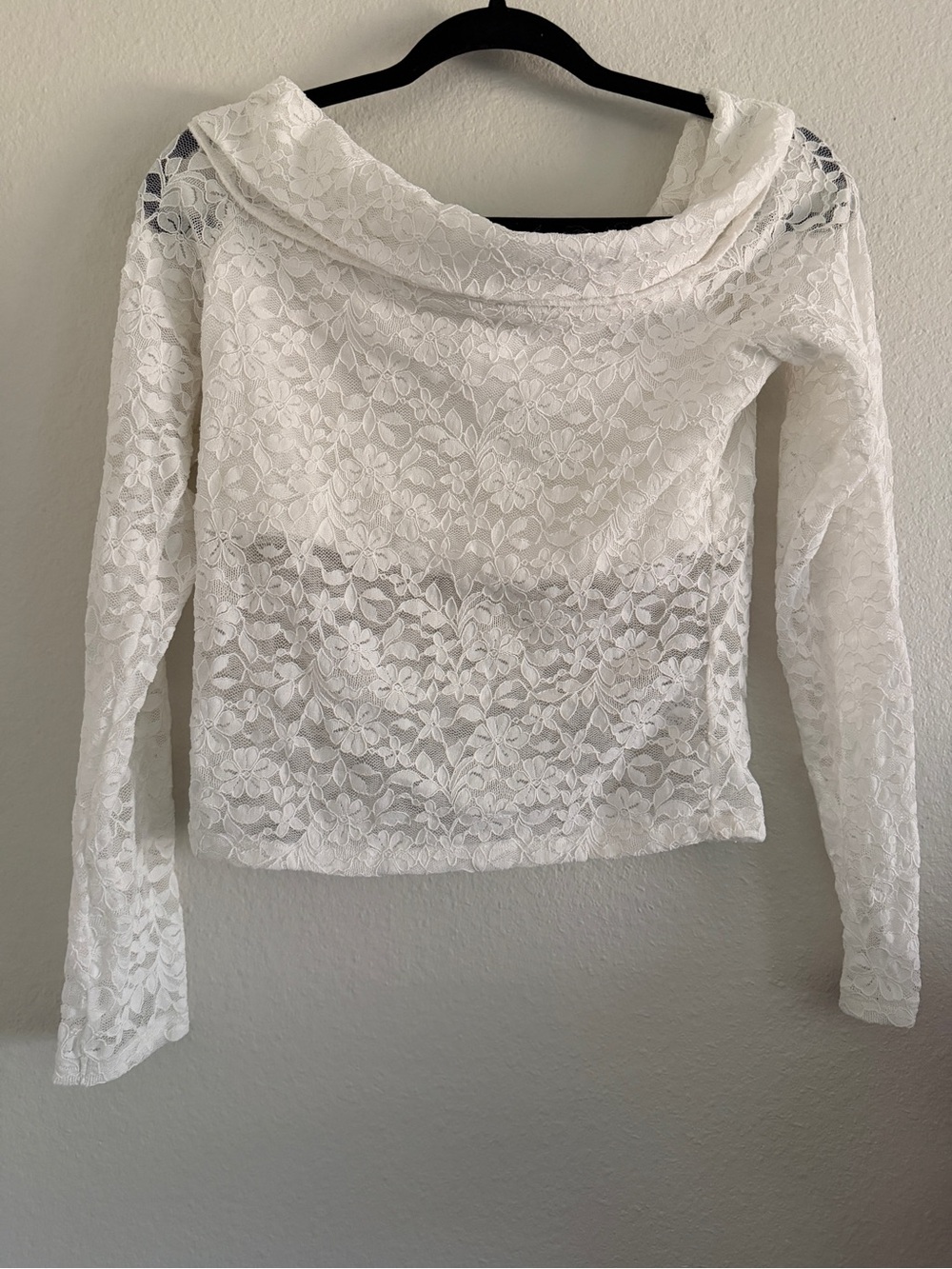 Hollister Lace Top Blouse White Off Shoulder Y2K Classic M/L